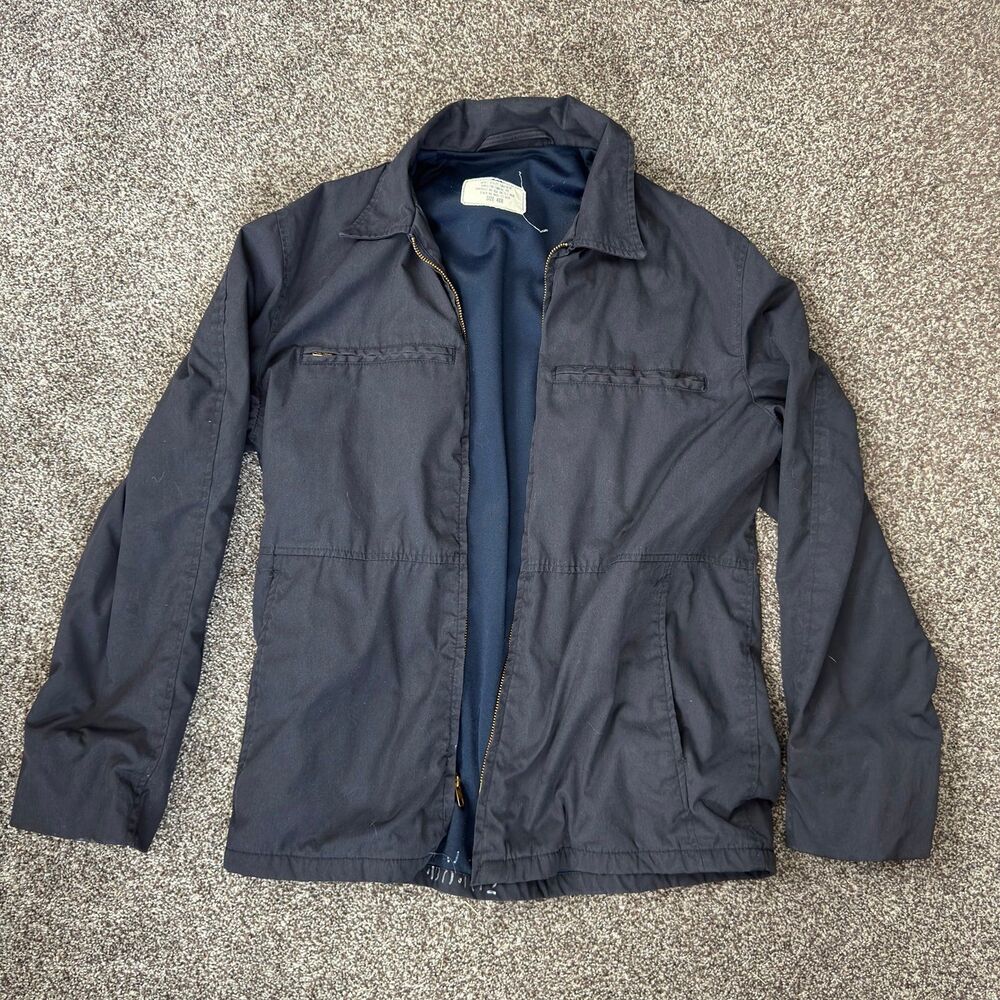 Vintage 1973 US Navy Utility Jacket 40R Dark Blue Submariner Vietnam Era DSA-73